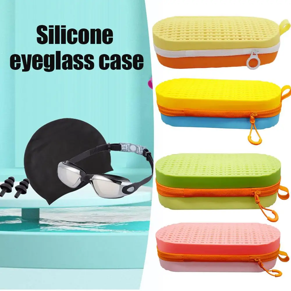 

Silicone Swim Goggle Case Large Capacity Zipper Swimming Goggles Storage Box Breathable Portable Sun Glasses Protection Box