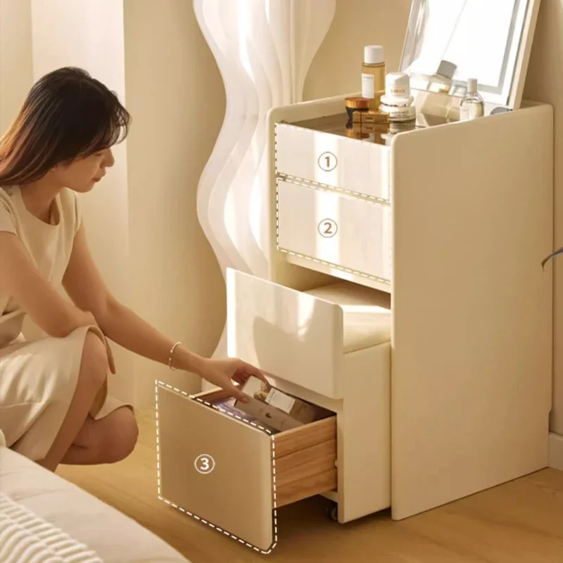 /Makeup Vanity Makeup Desk Equipped LED Lights Stool Whole Solid Wood Dresser Bedside Table Integrated Cabinet Dressing Table