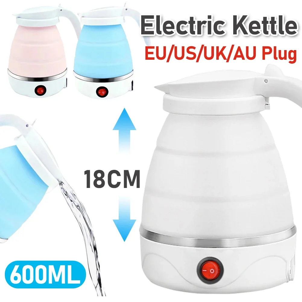 Portable Folding Electric Kettle Silicone 600W Collapsible Water Kettle US/EU/UK/AU Easy To Use for Camping Hiking Picnic