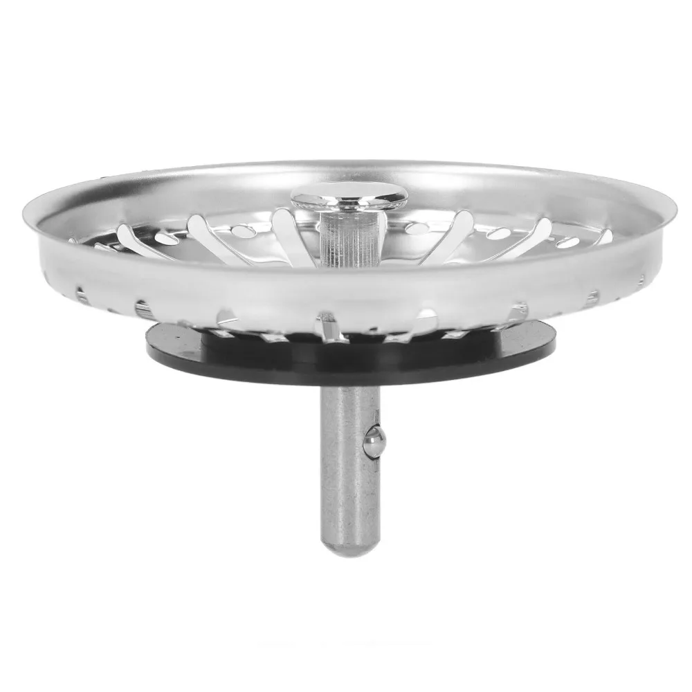 Stainless Steel Sink Strainer Basket Thickening Design Rubber Stopper Drain Basket Silver Sink Strainer Restaurant