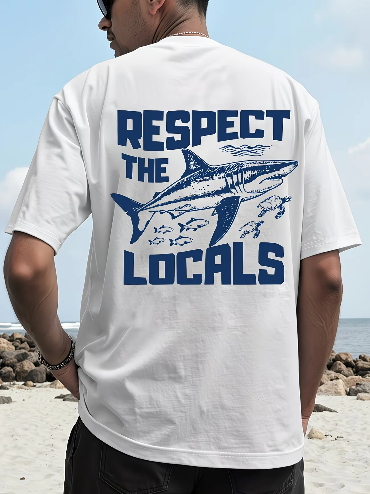 Funny Respect The Locals Men's T Shirt Cotton Tee Women Summer Novelty Oversize Humor Top Casual Trendy Loose Harajuku O-Neck