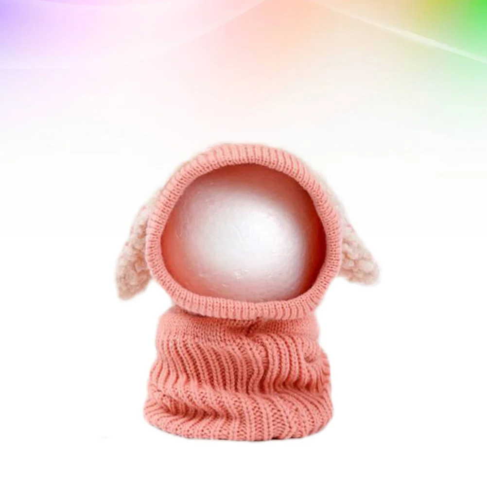 

Winter Baby Kids Girls Boys Pink Dog Design Modeling Keep Warm Knitted Woolen Coif Hat Scarf Set Sheep Design Caps
