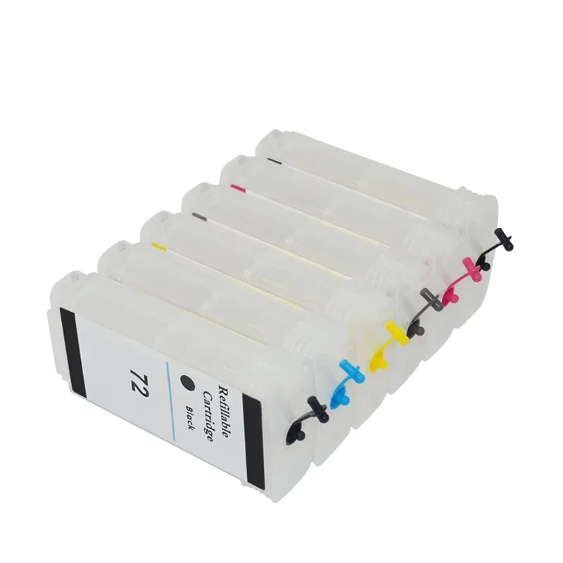 6 Colors Refillable Ink Cartridge with Chip Compatible for HP72 for HP 72 DesignJet T610 T770 T790T1100 T1120 T1200 T1300 T2300