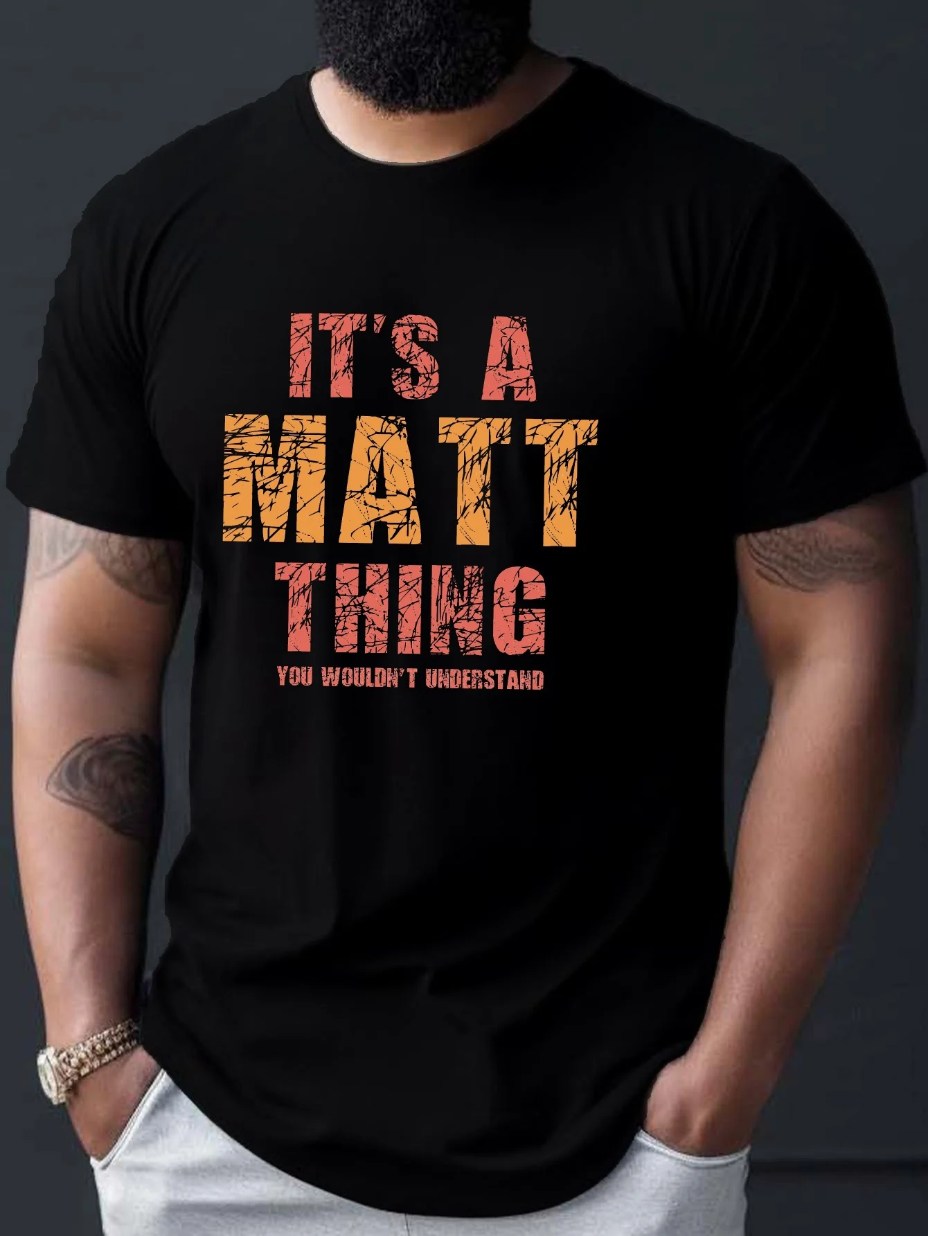 

A Fun Matt-Themed Printed T-Shirt Casual Short-Sleeve Tees for Men Perfect for Summer
