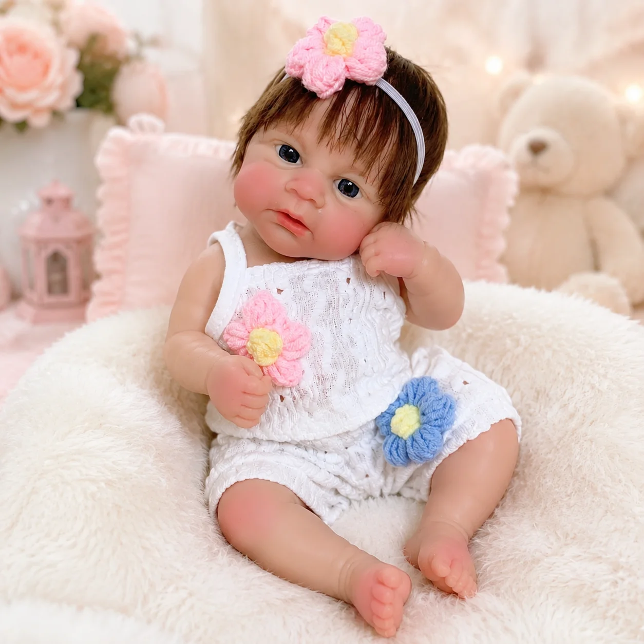 12.2 Inch Waterproof Elijah bebê reborn de silicone sólido Dolls With Rooted Hair & Open Mouth 3D Painted Skin Newborn Doll