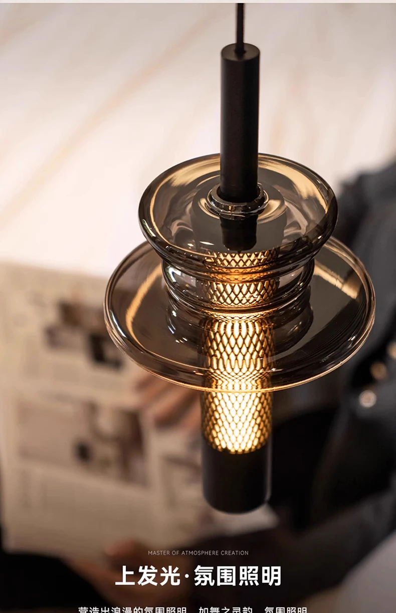 Nordic LED Pendant Light Bedroom Bedside Glass