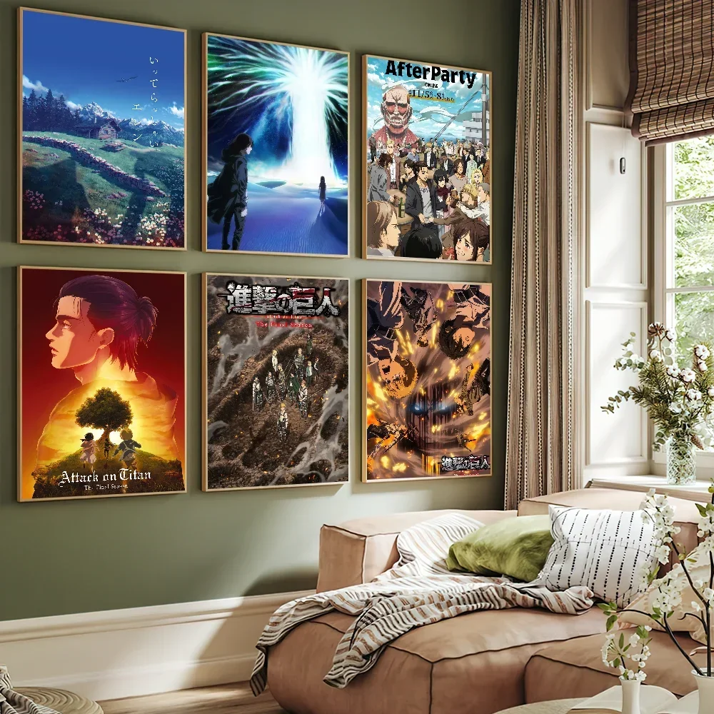 Anime Attack Titan Final Staffel 2, Posterdrucke, Wandaufkleber, Schlafzimmer, Wohnzimmer, Büro, Zuhause, Raumdekoration, Malerei, selbstklebend