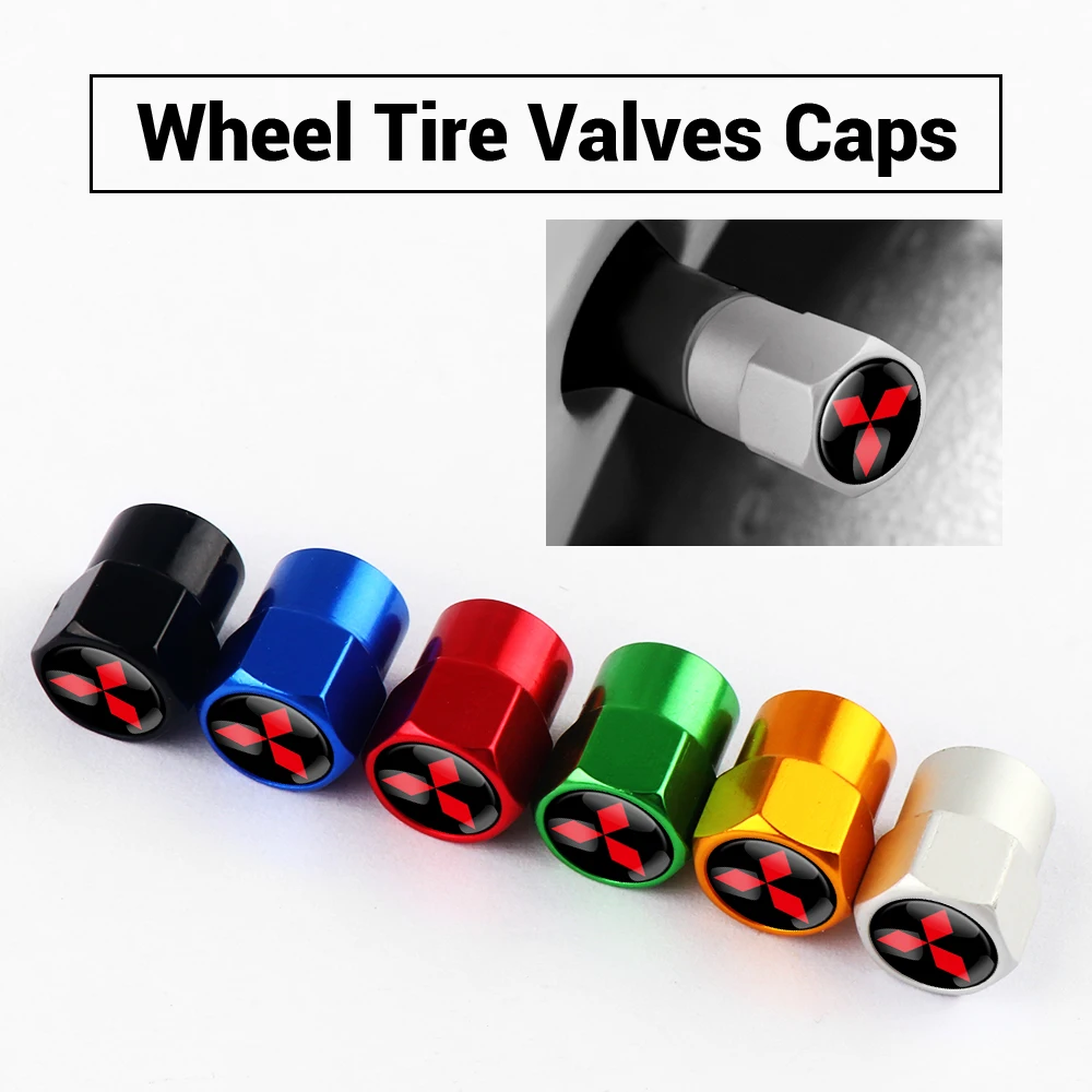 4PCS Aluminum Metal Dust Cap Covers Car Wheel Tire Valve Cap Accessories For Mitsubishi ASX Lancer Pajero 4 Outlander Ralliart