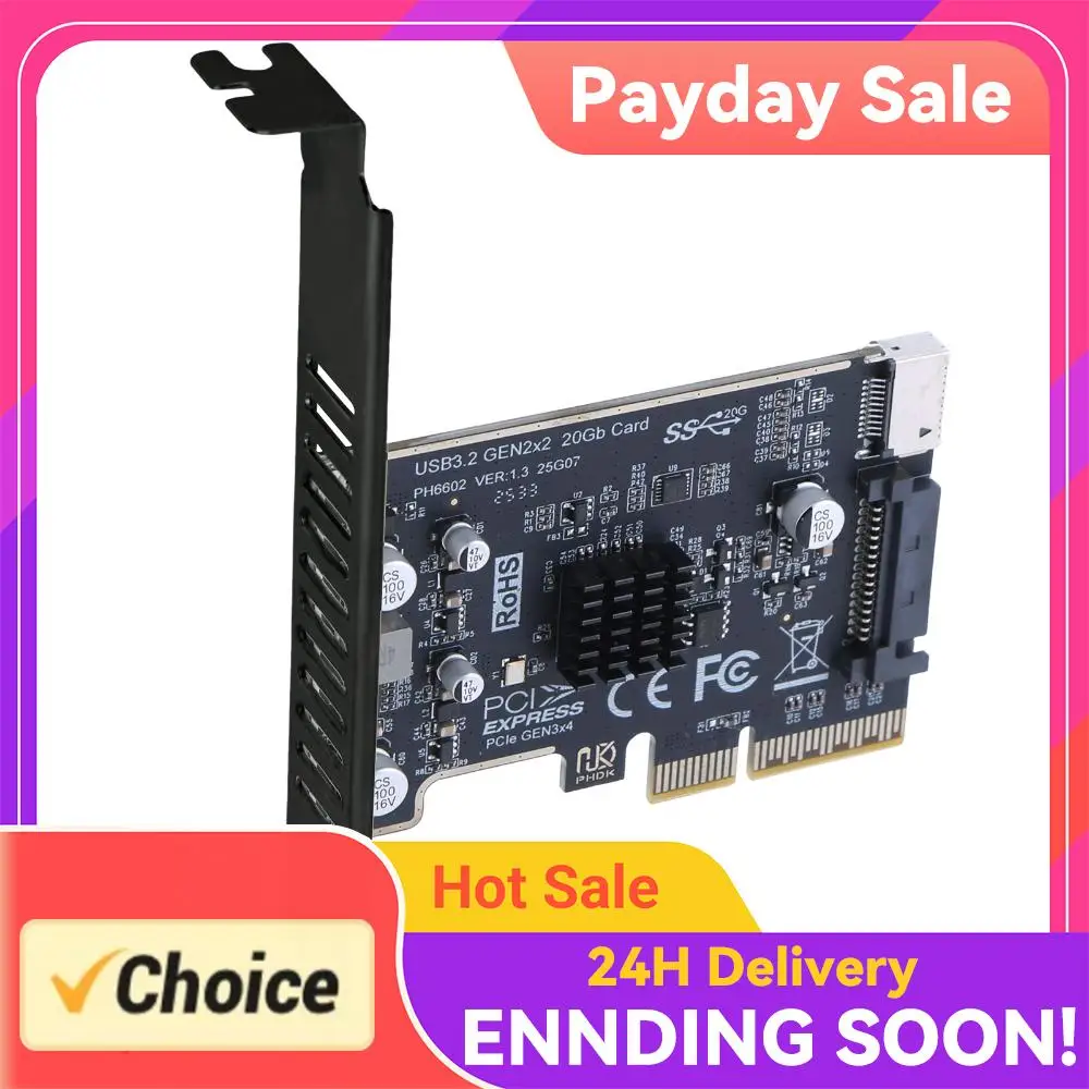 

Карта расширения PCIe на Type-E, конвертер-райзер PCI Express X4 на Type-E для передней панели настольного ПК с портом Type-C