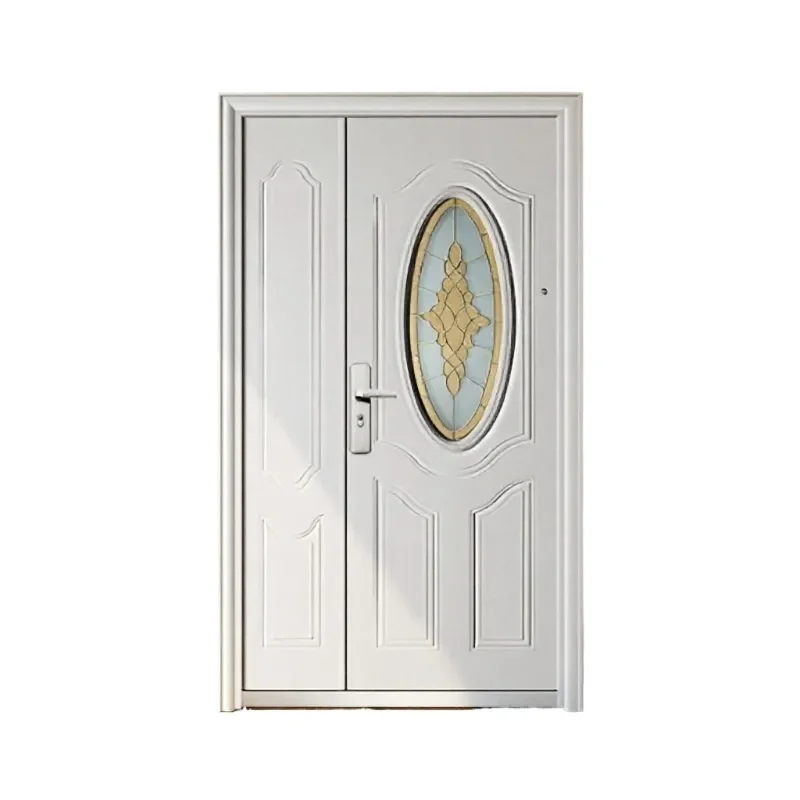 White Rhombus Pattern Security Door Anti Theft Entry for Villa Apartment Factory Home Child and Mother Safety Entrance