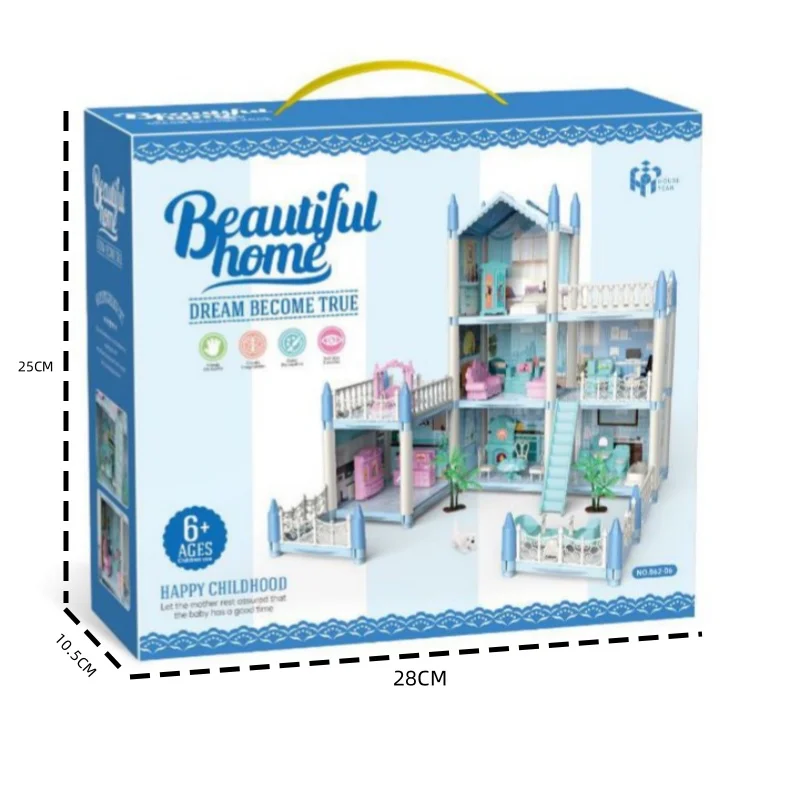 DIYプレイハウスドールハウスセット、シミュレーションヴィラ、親子インタラクション、リトルプリンセスキャッスルおもちゃ