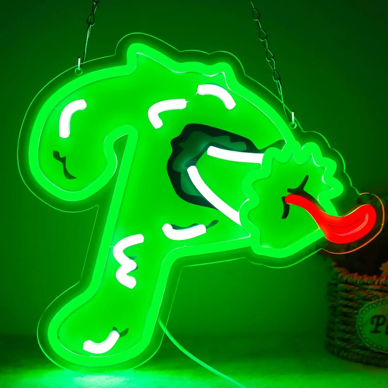 Green Cartoon Monster LED Neon Sign for Home Decor Bedroom Living Room Bar Party Creative Wall Art Lighting Fun Unique Gift