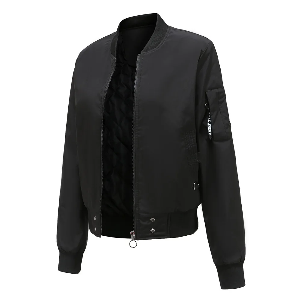 

New Women's Solid Color Flight Jacket