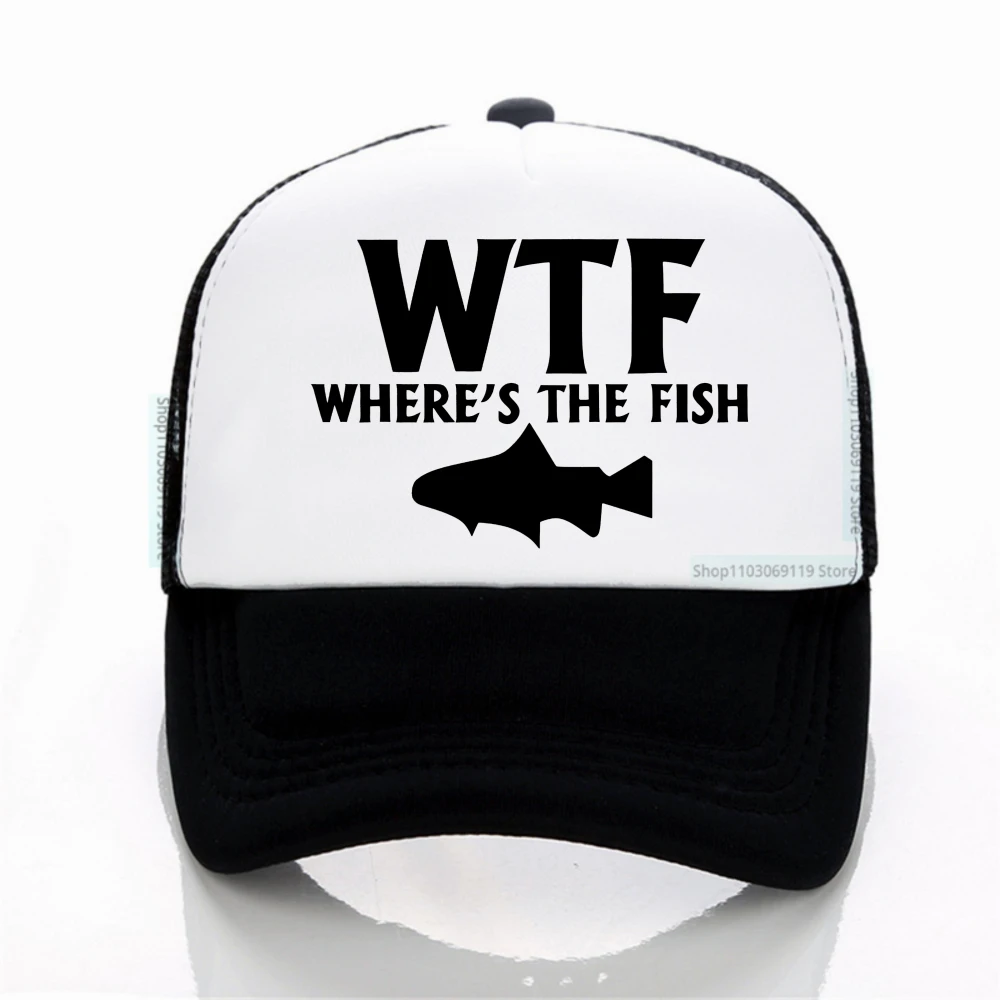 

WTF Where's The Fish Mesh Baseball Caps Unisex Snapback Hat Funny Fishing Anglers Fisherman Outdoor Running Gift Breathable hats