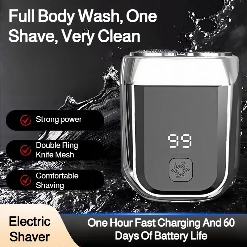 Electric Shaver Rechargeable Dual Blade Mini Travel Washable For Men Waterproof Cordless Personal Grooming Tool