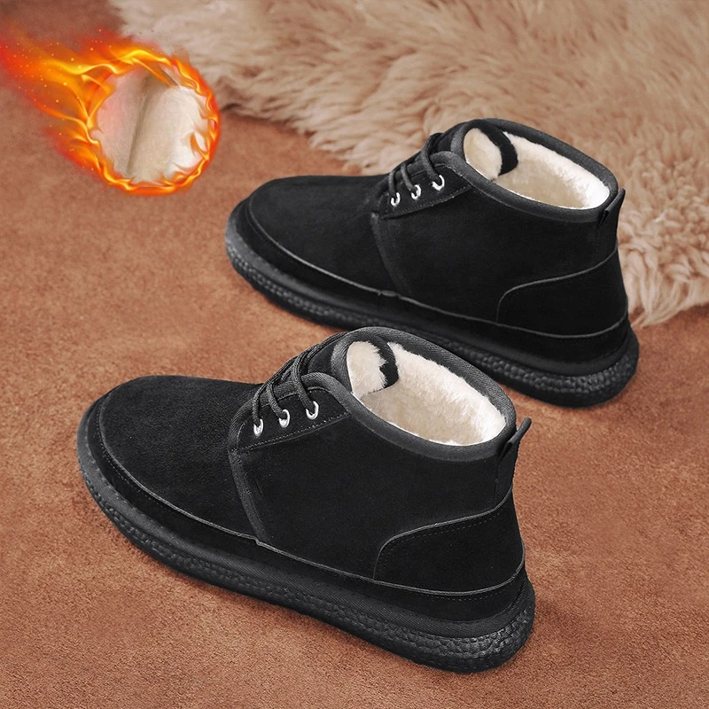 الشتاء عالية أعلى رجل حذاء من الجلد موضة أحذية الثلوج مقاوم للماء أفخم الدافئة في الهواء الطلق الذكور أحذية قطنية منصة لينة الأحذية مع الفراء #1