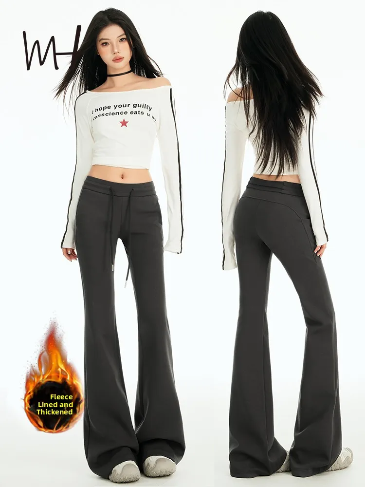 Spodnie do jogi Lulu z wysokim stanem, wyszczuplające, damskie spodnie codzienne ze sznurkiem, ocieplane, jesienno-zimowe, modne, plus size