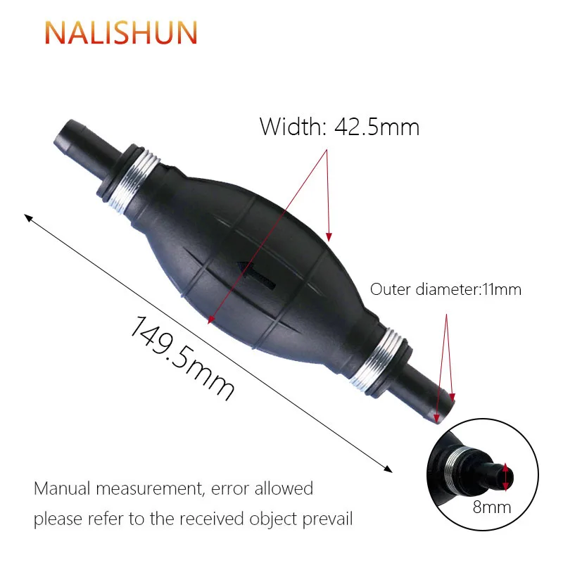 10mm/16mm Car Motorcycle Hand Oil Pump Portable Spherical Fuel Pump for Automobiles, Oil Tube Connection, Manual Emergency Hand-