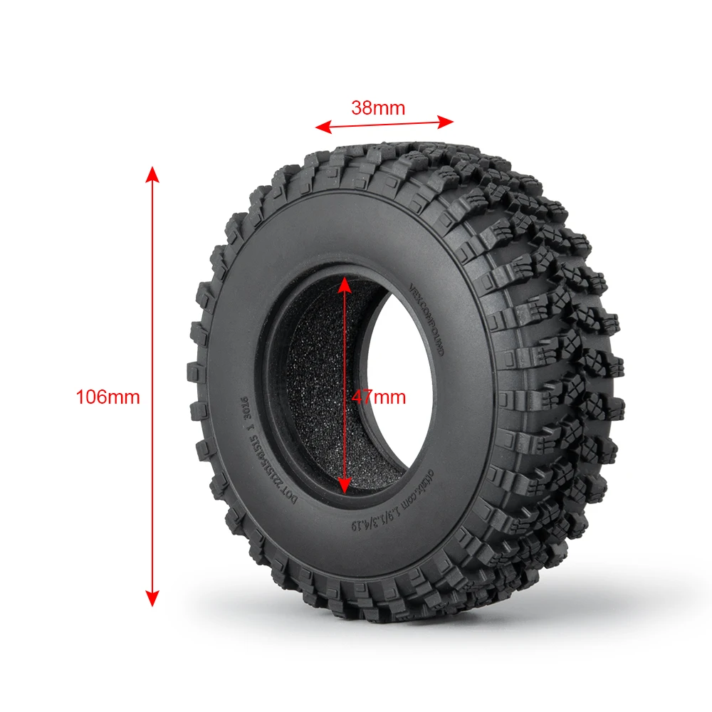 MIBIDAO 4Pcs 106mm Rubber Tires & 1.9