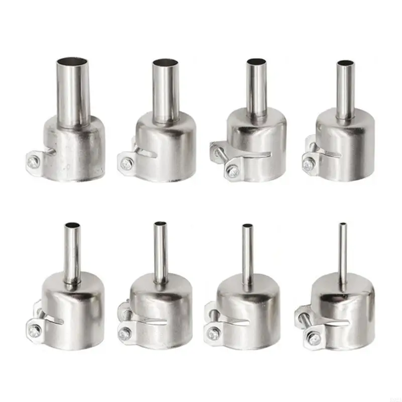 

K92A Heat Guns Nozzles,8pcs/Set Heat Guns Nozzle Kits 3mm,4mm,5mm,6mm,7mm,8mm,10mm,12mm Stainless Steel Mouth Tip Repair Part