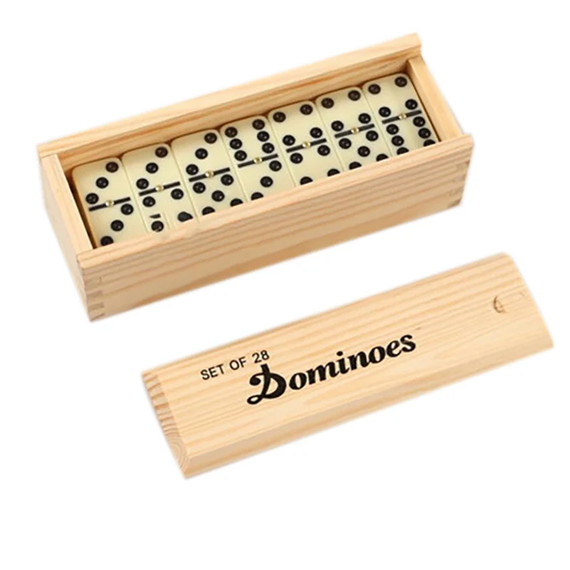 HOT-Houten Doos Domino Set Negen Domino's Set Van 28 Domino's Domino's Spel Domino Tafel Domino Trein Mexicaanse Trein Domino