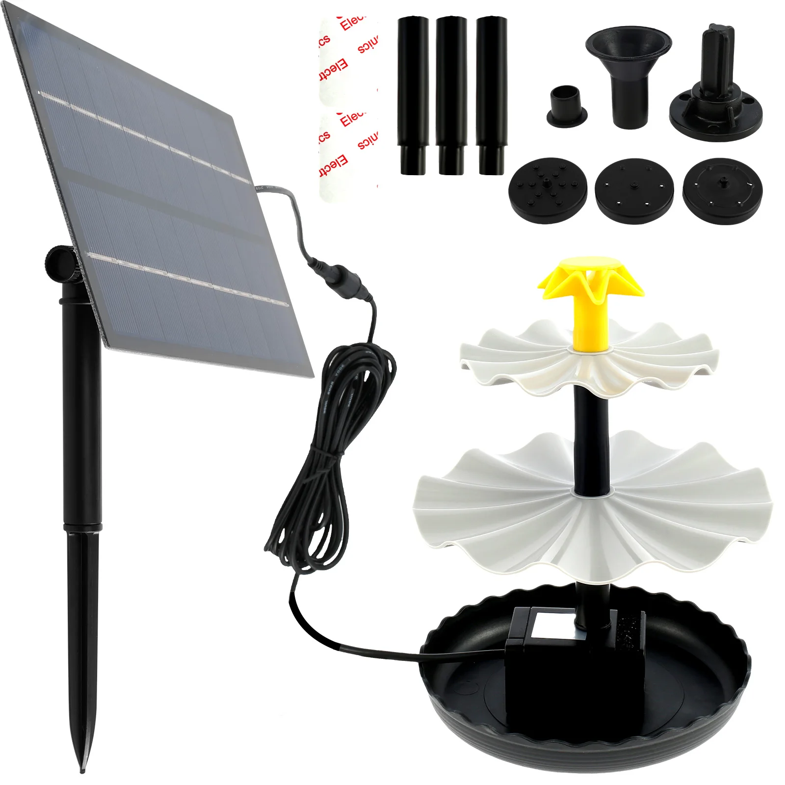 

Solar Bird Bath Fountain DIY Solar Fountain Pump Kit with 6 Nozzles 3-Tier Decorative Solar Water Fountain Pump Eco-Friendly