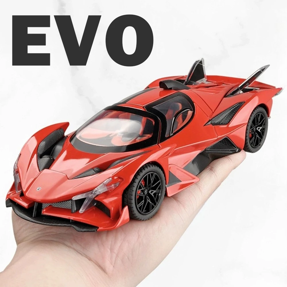 Escala 1:24 apollo evo ie super miniatura modelo de carro brinquedos liga diecast puxar para trás som luz portas veículos abertos crianças menino presentes