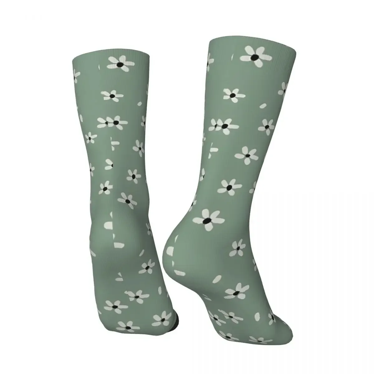 Vintage Sage Daisies Men's compression Socks Unisex Harajuku Seamless Printed Novelty Crew Sock