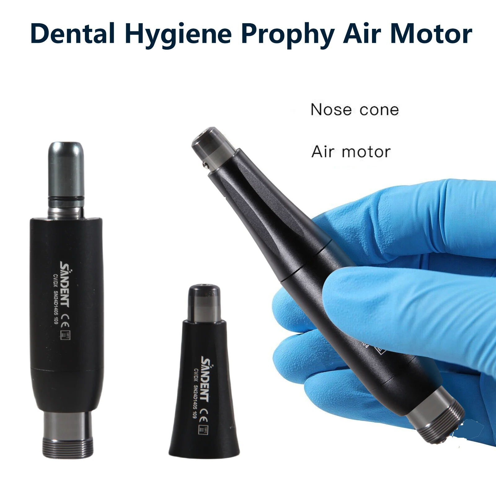 New Product 360 Degrees Swivel den tal 4:1 Reduction Hygiene Prophy Handpiece Air Motor with Straight Nose Cone 2Holes Low Speed