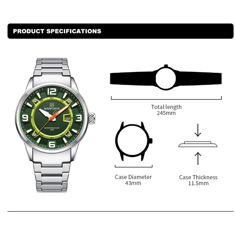 NAVIFORCE Brand Fashion Men Watch Waterproof Luxury Luminous Male Calendar Quartz Wristwatch Relogio Masculino 2024 New Arrival