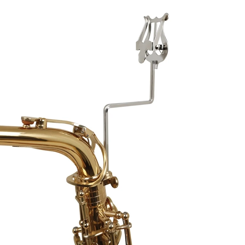 Saxophone Marchings Music Clip Metal Sax Clamp-On Clip Holder Lyre Portable Alto Saxophone Sheet Music Clip Stand 69HD