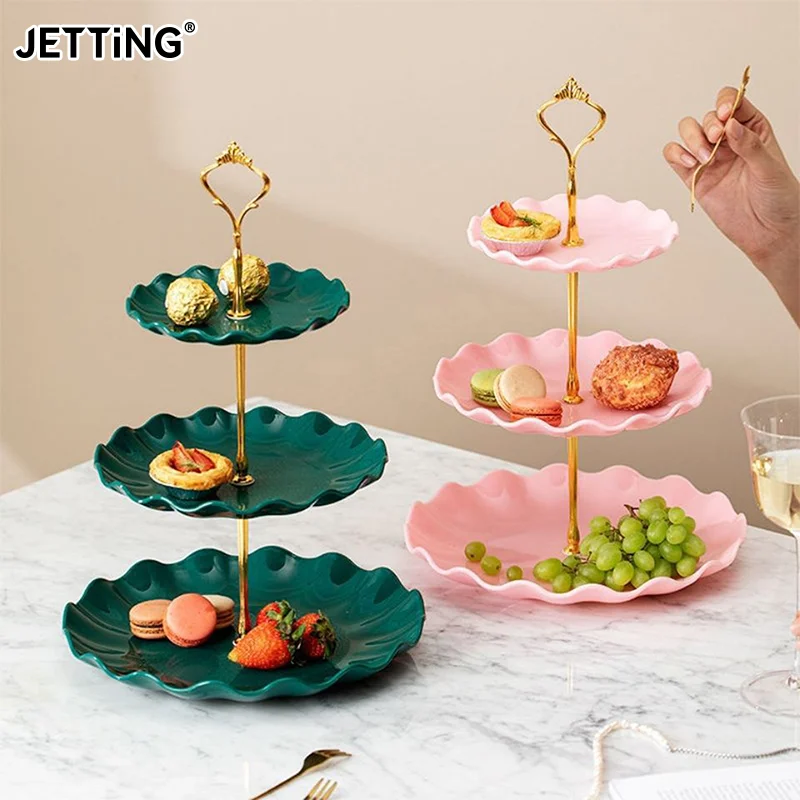 3Tier Cake Makaron Tray Stand Fruit Tray Cupcake Display Stand Cake Display Stand Plastic Dried Fruit Tray Party Table Decorate