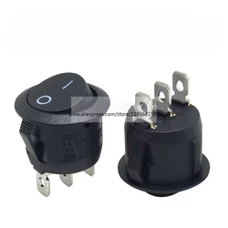 5Pcs Mini Round Black 3 Pin SPDT ON-OFF Rocker Switch Snap-in