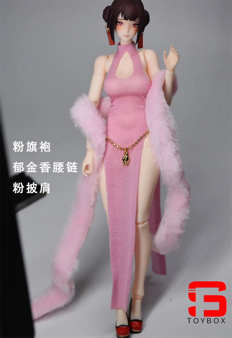Auf Lager 1/12 Skala Sexy Hängenden Hals Cheongsam Taille Kette Kleidung Modell Fit 6 Zoll Weibliche Soldat Action Figur Körper