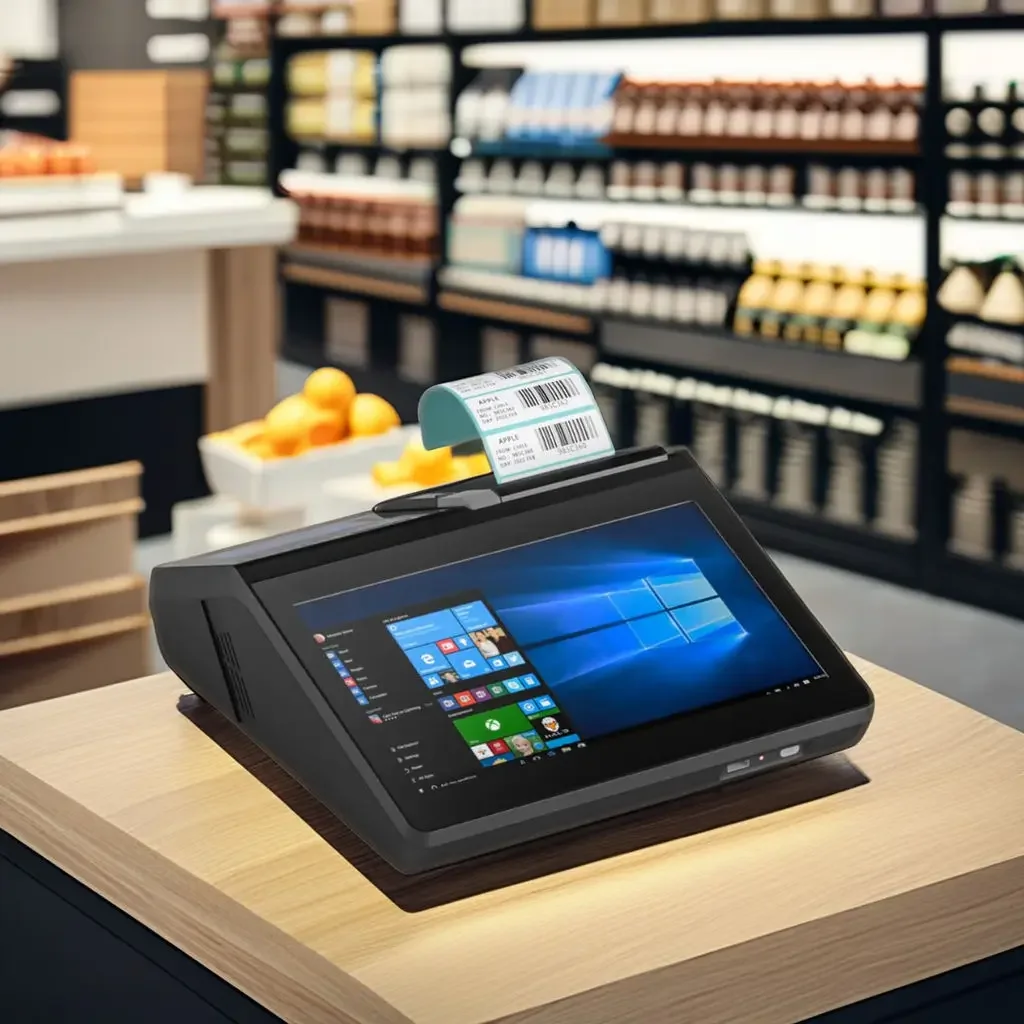 آلة Pos مع ماسح ضوئي للطابعة خيارات بطارية MSR RFID 11.6 بوصة نظام Windows 10 Pro Pos كونترتوب ماكينة تسجيل المدفوعات النقدية