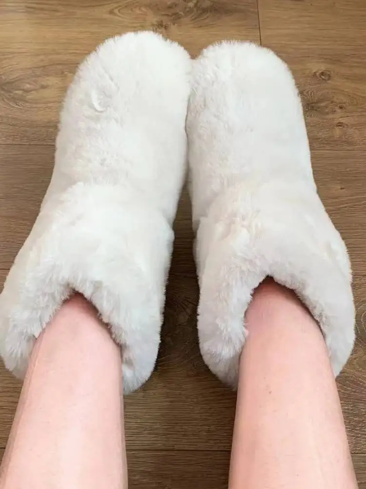 Winter Indoor Floor Cotton Shoes For Couples Warm Faux Rabbit Fur Cotton Boots Thick Soled Home Slipper Socks
