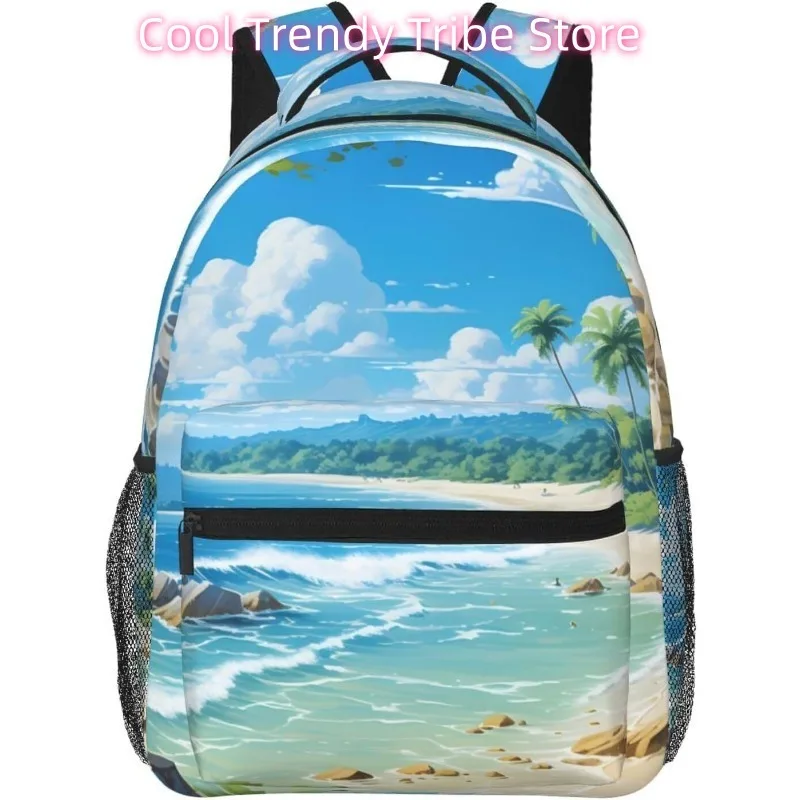 

Сумка для ноутбука «Снова в школу», легкий рюкзак для ноутбука с пляжным пейзажем, легкий многоцелевой дорожный повседневный рюкзак унисекс Colleg