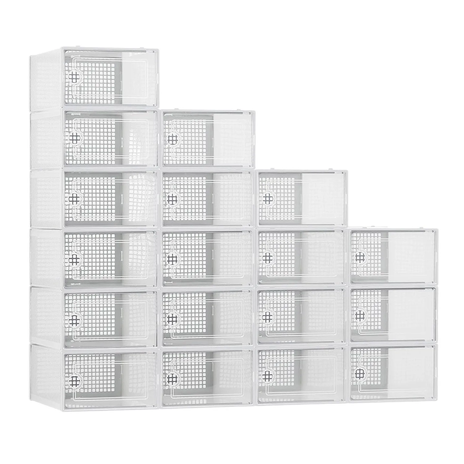 18 stuks transparante schoenendozen stapelbare schoenendozen opslag plastic schoenendoos stofdichte sneakerdozen schoenen meubelorganisatoren