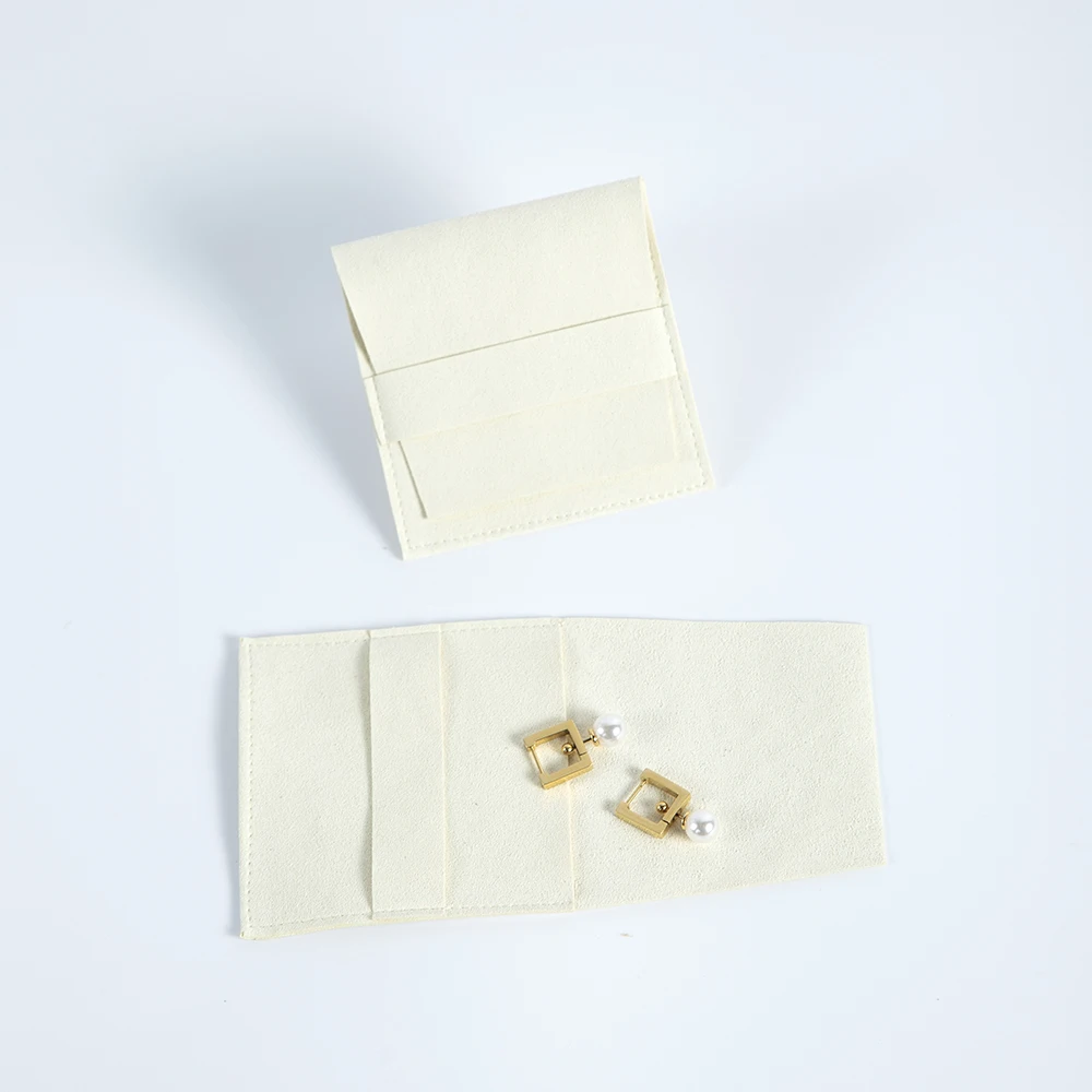 10-Pack Beige Suede Microfiber Jewelry Pouch Bags