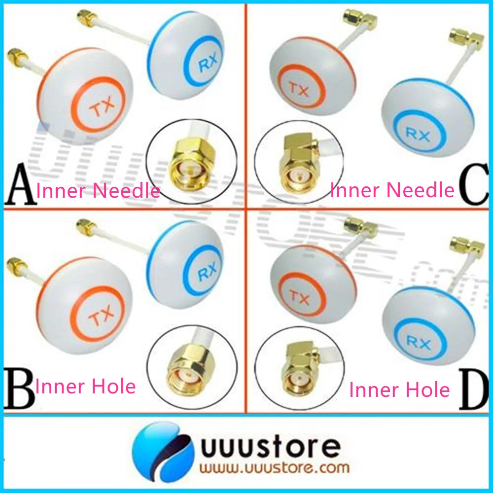 RP-SMAまたはsmaの内穴と針のアンテナ,5.8GHzのゲイン,fpv航空写真,rcクワッドコプター送信機受信機,2個