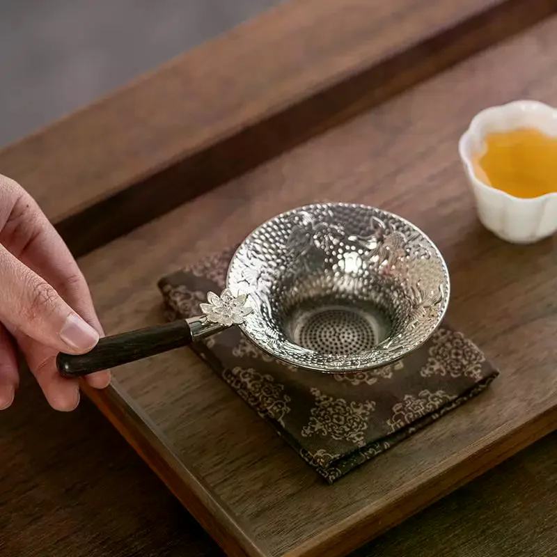 Creative Hammer Patterned Fish Tea Strainer Metal Tea Filter Mesh Alloy Separator Tea Ceremony Accessories Gold Sliver