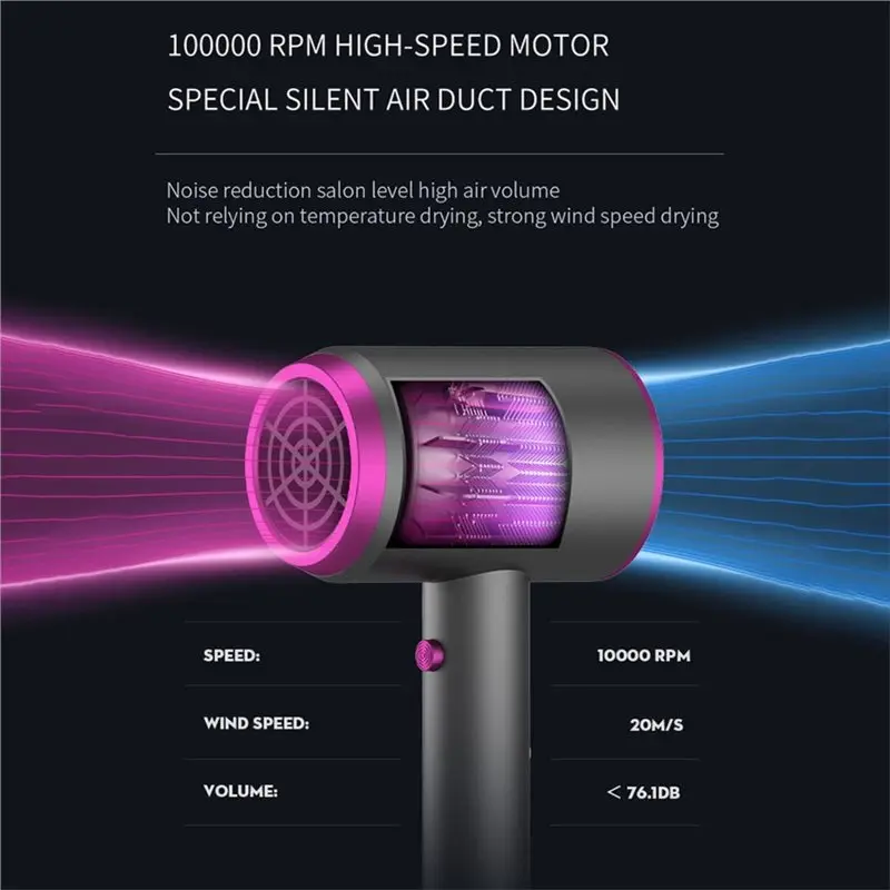B02C-Hair Dryer Household Negative Does Not Hurt Hair High-Power Hot And Cold Air Silent Hair Dryer With Blue Light EU Plug