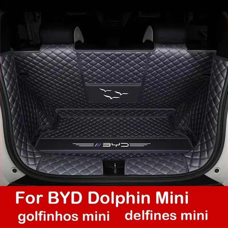 Full Coverage Leather Trunk Mat For BYD Dolphin Mini Seagull 2023-Present Boot Liner Tray Waterproof Mud Protector Cargo Carpet