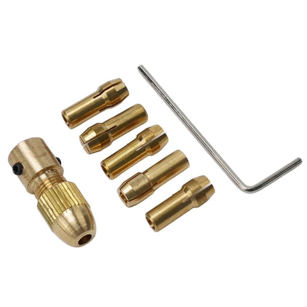 

7pcs Brass Collet Mini Drill Chucks Adapter 2.35/3.17/4.05/5.05mm For Hand Drills Electric Drills Electric Motor Shaft Drill Bit