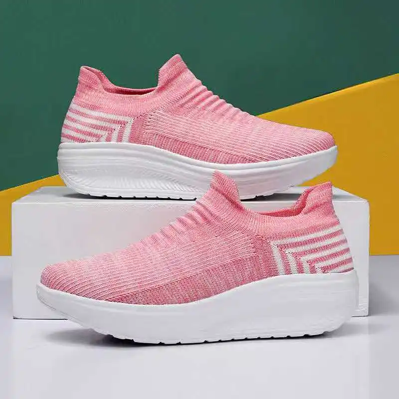 

2026 Large size Spring and Autumn Women's Elasticated Casual Thick-Topped Lightweight Anti-Slip Shoes