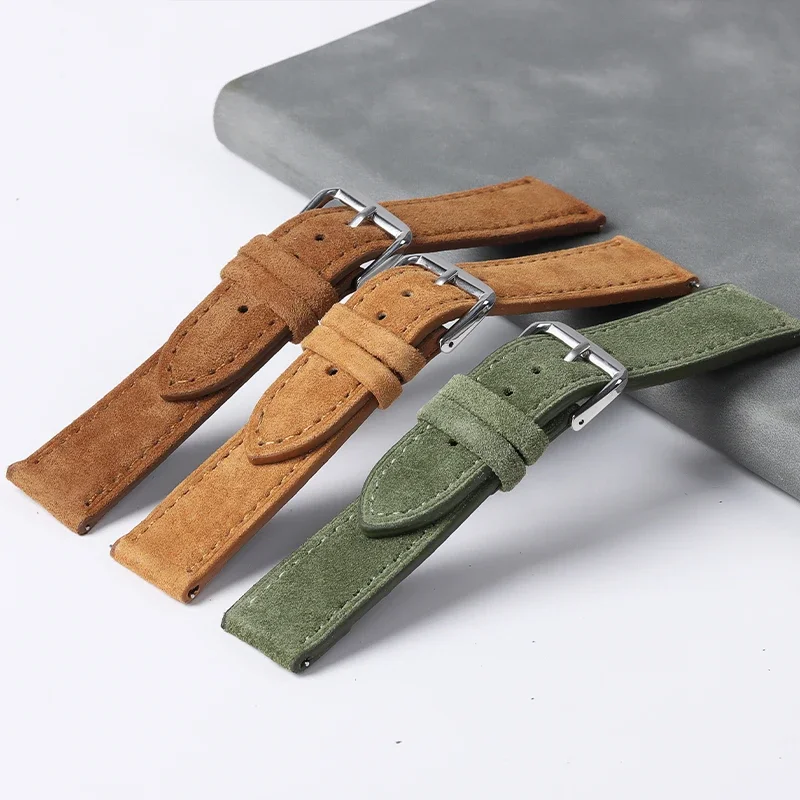 Soft Suede Leather Watch Band 18mm 20mm 22mm 24mm for Omega Bracelet Cowhide Watch Strap for Seiko Wristband Quick Release Belt