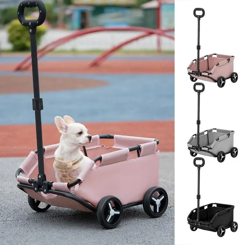 

Universal Dog Stroller Cat Carrier With 4 Wheels Lightweight Folding Trolley Dog Cart Cozy Pet Carriage For Travelling Shopping