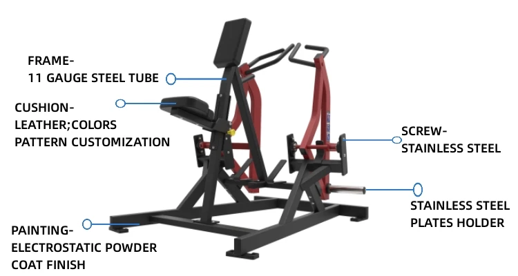 Lateral Row Low Gym Bodybuilding Equipment Guangdong Jolecon Factory Custom Plate Loaded Row Machine