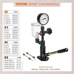 VEVOR Diesel Fuel Injector Tester 6000PSI With Dual Scale Gauge Engine Fuel Test Tool Diesel Injector Nozzle Pop Pressure Tester