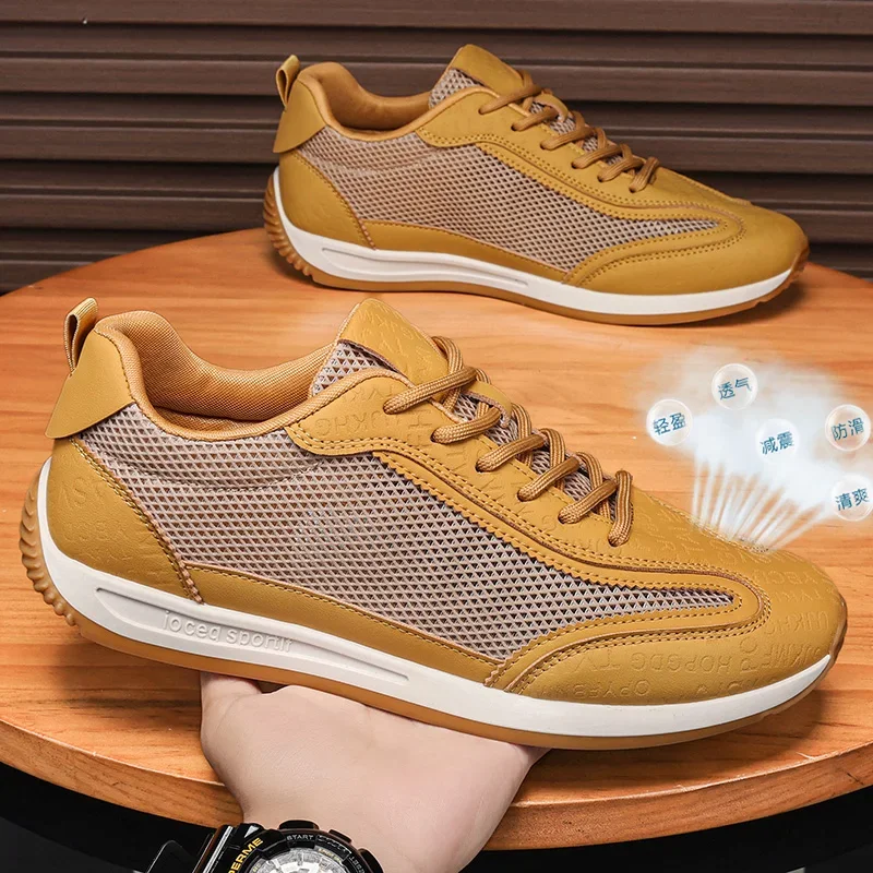 Men's Casual Sports Shoes Mesh Breathable Casual Shoes Wear-resistant Tennis Basketball Shoe Lightweight White Mens Sports Shoes